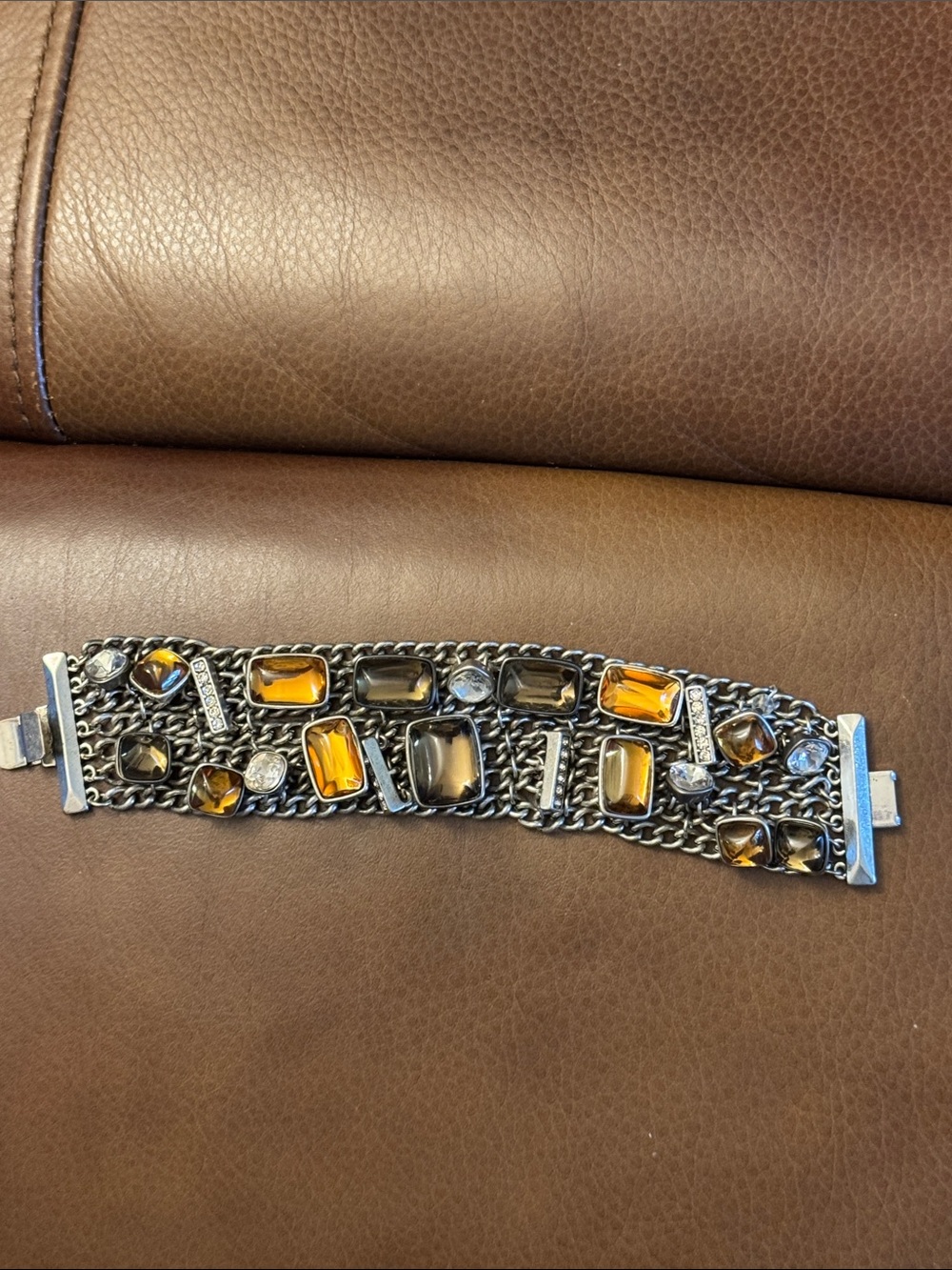 Kenneth Cole wide cuff embellished statement bracelet